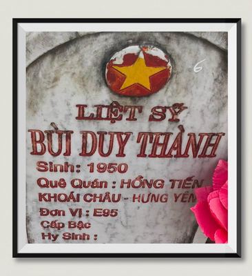 Ảnh bia mộ của liệt sĩ Bùi Duy Thành