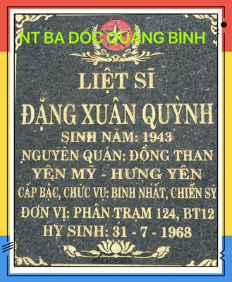 Ảnh bia mộ của liệt sĩ Đặng Xuân Quỳnh