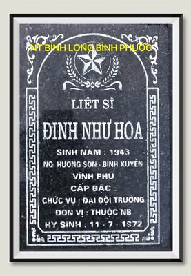 Ảnh bia mộ của liệt sĩ Đinh Như Hòa