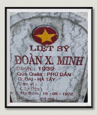 Bia mộ tại Nghĩa trang liệt sĩ Huyện Triệu Phong - tỉnh Quảng Trị · ảnh: Người Thái Bình.VN — liệt sĩ ĐOÀN X. MINH