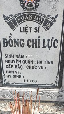 Bia mộ tại Nghĩa trang liệt sĩ phường Hoà Hải - Phường Hòa Hải - Quận Ngũ Hành Sơn - Đà Nẵng · ảnh: HỖ TRỢ GIA ĐÌNH TÌM THÔNG TIN - MỘ LIỆT SĨ — liệt sĩ ĐỒNG CHÍ LỰC