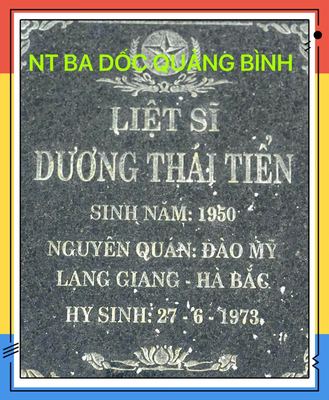 Ảnh bia mộ của liệt sĩ Dương Thái Tiển