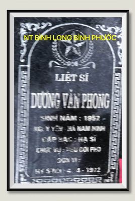 Ảnh bia mộ của liệt sĩ Dương Văn Phong