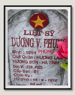 Ảnh bia mộ của liệt sĩ Dương Văn Phụng