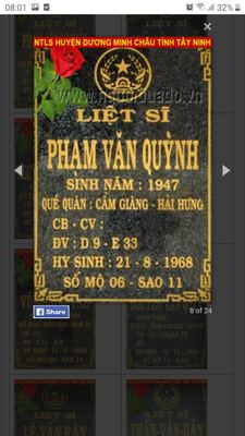Bia mộ liệt sĩ Phạm Văn Quỳnh