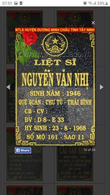Bia mộ liệt sĩ Nguyễn Văn Nhị