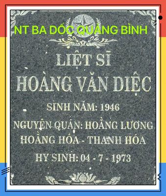 Ảnh bia mộ của liệt sĩ HOÀNG VĂN DIỆC