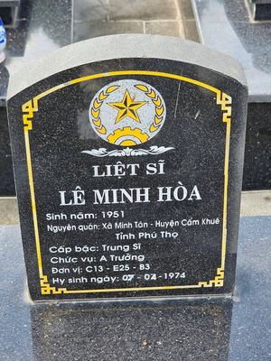 Ảnh bia mộ của liệt sĩ Lê Minh Hòa