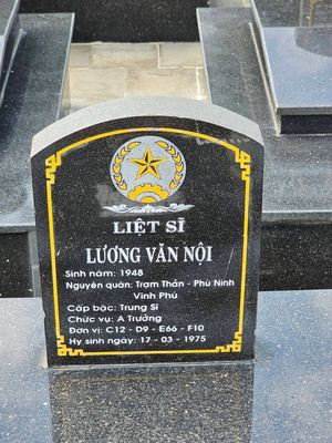 Bia mộ tại NT Tỉnh - Thành phố Buôn Ma Thuột - Đắk Lắk · ảnh: Vùng Trời Bình Yên — liệt sĩ LƯƠNG VĂN NỘI