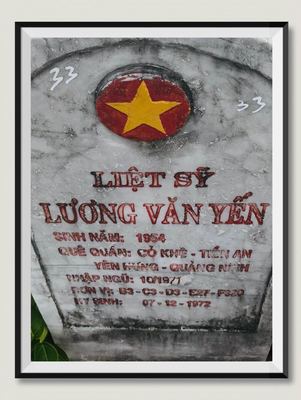 Ảnh bia mộ của liệt sĩ Lương Văn Yến