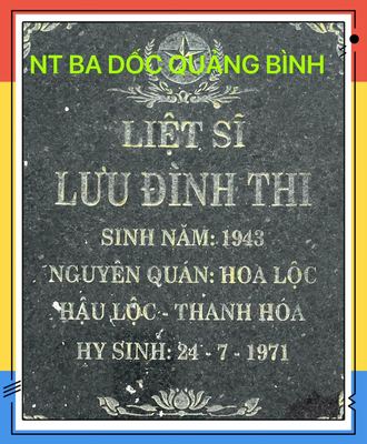 Ảnh bia mộ của liệt sĩ Lưu Đình Thi