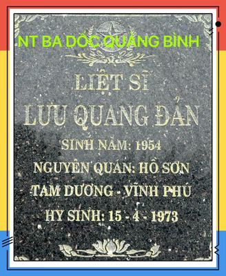Ảnh bia mộ của liệt sĩ Lưu Quang Đản