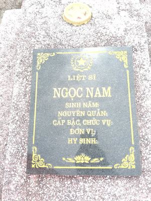 Bia mộ tại xã Hiền ninh - Xã Hiền Ninh - Huyện Quảng Ninh - Quảng Bình — liệt sĩ Ngọc Nam