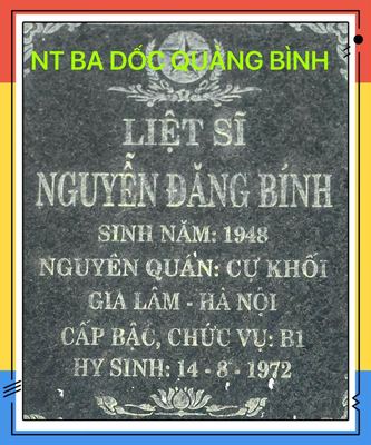 Ảnh bia mộ của liệt sĩ Nguyễn Đăng Bính