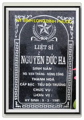 Ảnh bia mộ của liệt sĩ Nguyễn Đức Ha