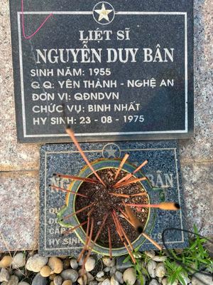 Bia mộ tại Nghĩa trang liệt sĩ Huyện Bến Cát - tỉnh Bình Dương · ảnh: Lê Phượng — liệt sĩ Nguyễn Duy Bân