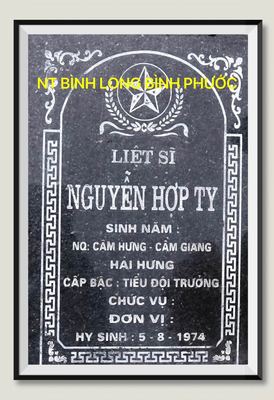 Ảnh bia mộ của liệt sĩ Nguyễn Hợp Ty