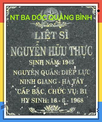 Ảnh bia mộ của liệt sĩ Nguyễn Hữu Thực