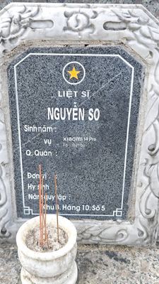 Ảnh bia mộ của liệt sĩ Nguyễn So