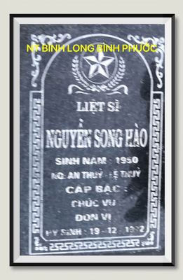 Ảnh bia mộ của liệt sĩ Nguyễn Song Hào