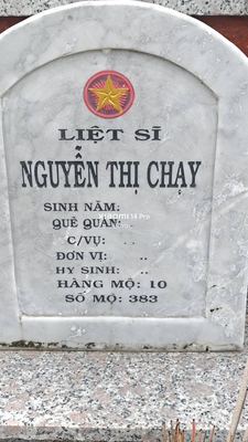 Bia mộ tại Nghĩa trang xã Bình Trị - Huyện Đại Lộc - Quảng Nam · ảnh: Be You — liệt sĩ Nguyễn Thị Chạy