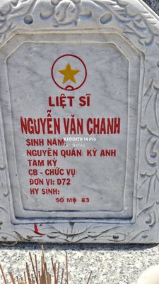 Bia mộ tại Nghĩa trang xã Bình Hải - Xã Bình Hải - Huyện Thăng Bình - Quảng Nam · ảnh: Be You — liệt sĩ NGUYỄN VĂN CHANH