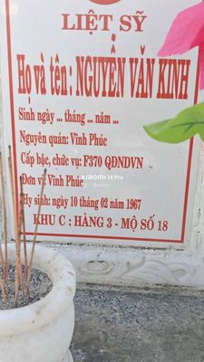 Bia mộ tại Xã Bình Lâm - Huyện Thăng Bình - Quảng Nam · ảnh: Be You — liệt sĩ NGUYỄN VĂN KINH