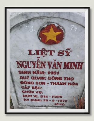 Bia mộ tại Nghĩa trang liệt sĩ Huyện Triệu Phong - tỉnh Quảng Trị · ảnh: Người Thái Bình.VN — liệt sĩ NGUYỄN VĂN MINH