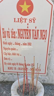 Bia mộ tại Xã Bình Lâm - Huyện Thăng Bình - Quảng Nam · ảnh: Be You — liệt sĩ NGUYỄN VĂN NGO
