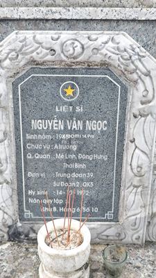Ảnh bia mộ của liệt sĩ NGUYỄN VĂN NGỌC