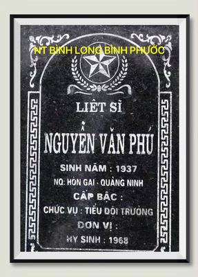 Ảnh bia mộ của liệt sĩ Nguyên Văn Phú