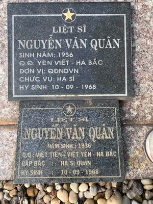 Bia mộ tại Nghĩa trang liệt sĩ Huyện Bến Cát - tỉnh Bình Dương · ảnh: Lê Phượng — liệt sĩ NGUYỄN VĂN QUÂN