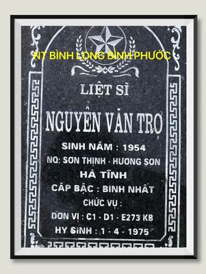 Bia mộ tại Nghĩa trang liệt sĩ Huyện Bình Long - tỉnh Bình Phước · ảnh: Người Thái Bình.VN — liệt sĩ NGUYỄN VĂN TRỌ