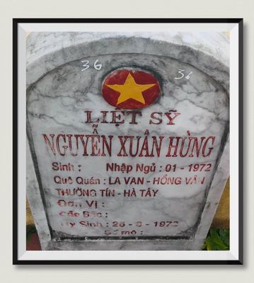 Bia mộ tại Nghĩa trang liệt sĩ Huyện Triệu Phong - tỉnh Quảng Trị · ảnh: Người Thái Bình.VN — liệt sĩ NGUYỄN XUÂN HÙNG