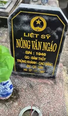 Bia mộ tại Chư Prông - Huyện Chư Prông - Gia Lai · ảnh: FB Đinh Tuấn — liệt sĩ NÔNG VĂN NGÁO