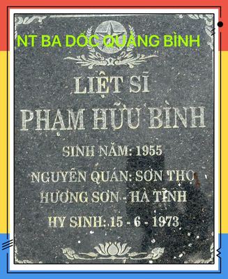 Ảnh bia mộ của liệt sĩ Phạm Hữu Bình