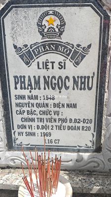 Ảnh bia mộ của liệt sĩ Phạm Nhu