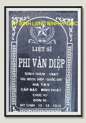 Bia mộ tại Nghĩa trang liệt sĩ Huyện Bình Long - tỉnh Bình Phước · ảnh: Người Thái Bình.VN — liệt sĩ Phi Văn Diệp