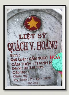 Ảnh bia mộ của liệt sĩ Quách Văn Hoàng