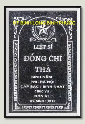 Bia mộ tại Nghĩa trang liệt sĩ Huyện Bình Long - tỉnh Bình Phước · ảnh: Người Thái Bình.VN — liệt sĩ THÀ