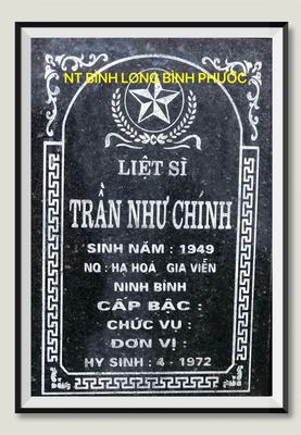 Ảnh bia mộ của liệt sĩ Trần Như Chính