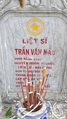 Bia mộ tại Nghĩa trang xã Bình Định - Huyện Thăng Bình - Quảng Nam · ảnh: Be You — liệt sĩ TRẦN VĂN MẬU
