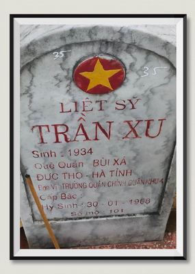 Bia mộ tại Nghĩa trang liệt sĩ Huyện Triệu Phong - tỉnh Quảng Trị · ảnh: Người Thái Bình.VN — liệt sĩ TRẦN XU