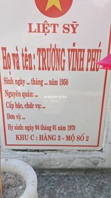 Bia mộ tại Xã Bình Lâm - Huyện Thăng Bình - Quảng Nam · ảnh: Be You — liệt sĩ TRƯƠNG VĨNH PHÚ