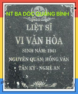 Ảnh bia mộ của liệt sĩ Vi Văn Hoá