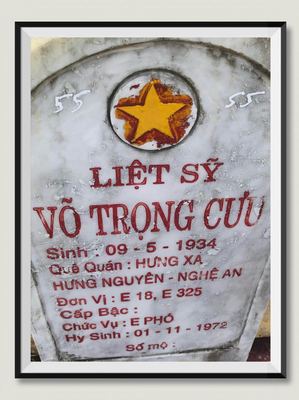 Bia mộ tại Nghĩa trang liệt sĩ Huyện Triệu Phong - tỉnh Quảng Trị · ảnh: Người Thái Bình.VN — liệt sĩ VÕ TRỌNG CỬU